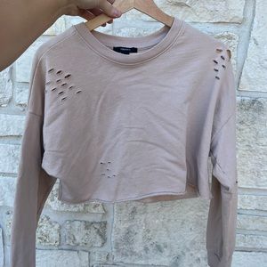 Forever 21 Distressed Cropped Longsleeve tee